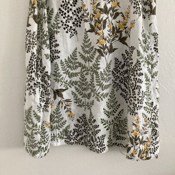 Cynthia Rowley 100% Linen White Floral Fern Shift Dress Womens Small Lagenlook - Picture 5 of 11